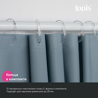 Шторка для ванной IDDIS Promo P09PE18i11 180х180см серый