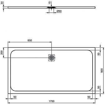 Душевой поддон IDEAL STANDARD ULTRAFLAT S K8285FV 90х170см