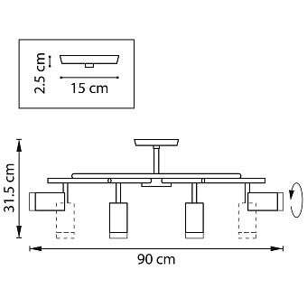 Люстра потолочная Lightstar Rullo LR7183080 50Вт 8 лампочек GU10