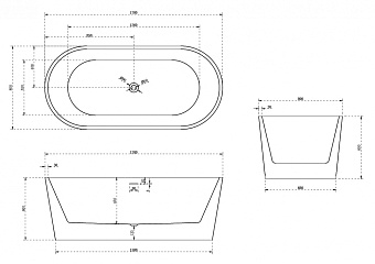 Ванна акриловая Abber AB9209MB 170х80см отдельностоящая