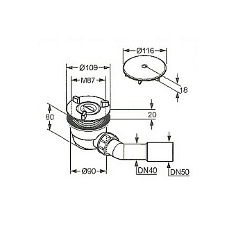 Сифон для поддона KLUDI 2109805-00 dсм