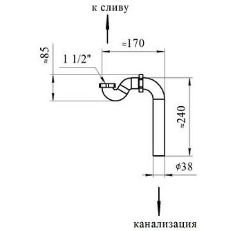 Сифон для ванны трубный RADOMIR 1-74-4-0-0-138