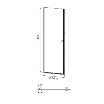 Душевая дверь IDDIS Ray RAY6CP9i69 195х6см стекло прозрачное