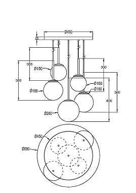 Светильник подвесной Maytoni Basic form MOD321PL-05G1 200Вт E14