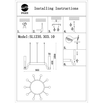 Люстра подвесная ST Luce ETTORE SL1235.303.10 400Вт 10 лампочек E14