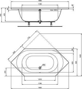 Ванна акриловая IDEAL STANDARD CONNECT AIR E106901 190х51см встраиваемая