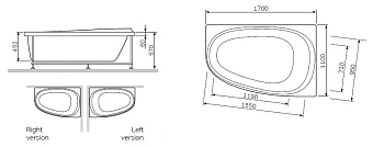 Ванна акриловая AM-PM Sensation W30A-170R110W-D 110х170см пристенная