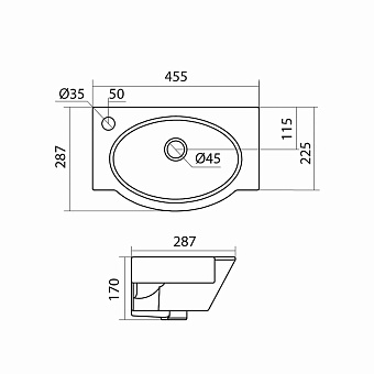 Раковина подвесная Santek Форум 1WH110542 45,5х28,7см