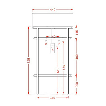 Столешница ArtCeram Vogue TFA011 91 Керамика 44х44см чёрный