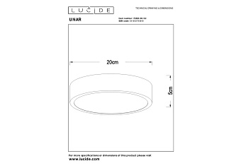 Светильник потолочный Lucide UNAR 79185/20/02 12Вт LED