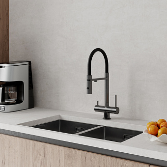 Смеситель для кухни IDDIS Ace ACEGMFFi05 поворотный излив графитовый