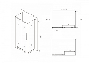 Угловое ограждение Abber Schwarzer Diamant AG30120BH-S70B-S70B 195х70см стекло прозрачное