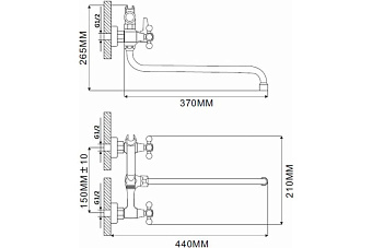 Смеситель для ванны Maxonor MN2619-4 бронза