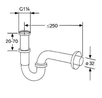 Сифон для раковины трубный KLUDI 1025005-00