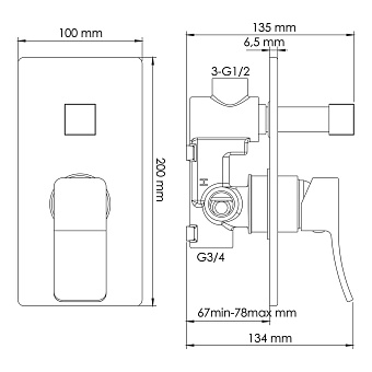 Смеситель для душа WASSERKRAFT Exter 1641 светлая бронза