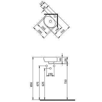 Раковина накладная BERGES Small 182011 29,5х31,5см