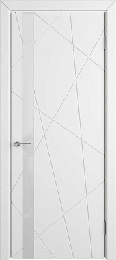 Межкомнатная дверь Владимирская фабрика дверей Stockholm Flitta Polar White Gloss Эмаль 600х2000мм остеклённая
