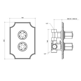 Смеситель для душа Bongio Fleur Noir 12544OREU золотой