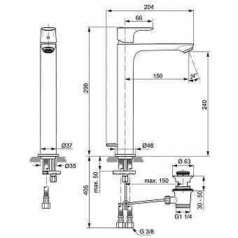 Смеситель для раковины IDEAL STANDARD CONNECT AIR A7025AA хром