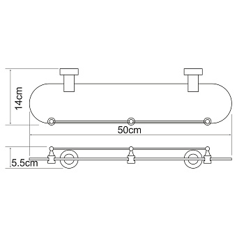 Полка в ванную овальная WASSERKRAFT Donau K-9400 K-9444 1-ярусная 14,5х50см хром