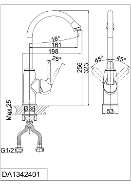 Смеситель для кухни D&K Rhein.Ambrosius DA1342401 высокий излив хром