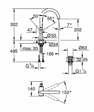 Смеситель для раковины GROHE Atrio New 32042003 хром