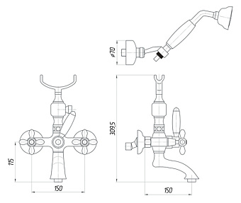 Смеситель для ванны Migliore Princeton Plus ML.PRP-8002.BR бронза