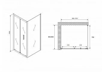 Угловое ограждение Abber Sonnenstrand AG07100-S85 195х85см стекло прозрачное