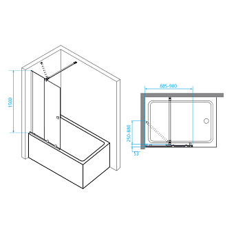 Стеклянная шторка на ванну RGW Screens 06114609-11 SC-46 150х90см