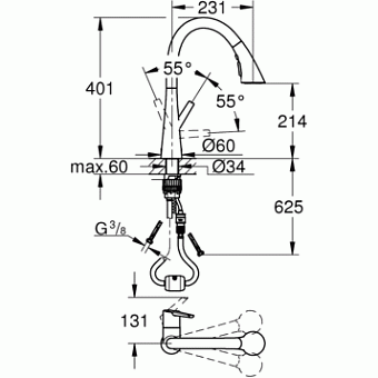 Смеситель для кухни GROHE Zedra 32294002 высокий излив хром