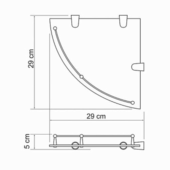 Полка в ванную угловая WASSERKRAFT K-544 1-ярусная 29х29см хром
