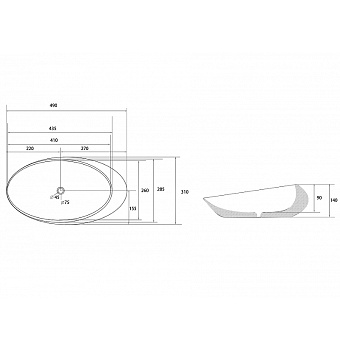 Раковина накладная Abber BEQUEM AC2107MB 49х31см