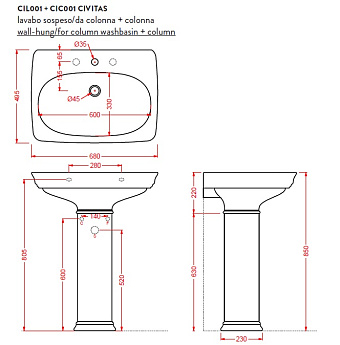Раковина подвесная ArtCeram Civitas CIL001 63 00 68х49,5см