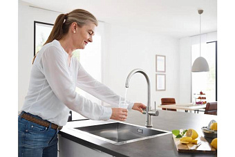 Смеситель для кухни GROHE Blue Home 31455DC0 высокий излив нержавеющая сталь