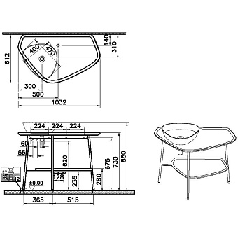 Столешница VITRA PLURAL 62571 Керамика 62х194см матовый белый