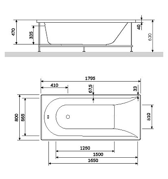 Ванна акриловая AM-PM Spirit W72A-180-080W-A2 179,5х80см пристенная