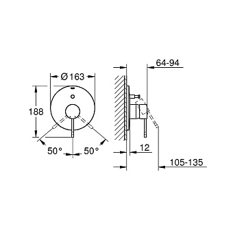 Смеситель для душа GROHE Essence New 19285A01 тёмный графит глянцевый