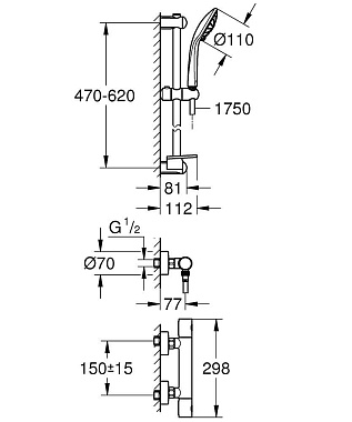 Душевая система GROHE Grohtherm 1000 Cosmopolitan m 34286002 хром