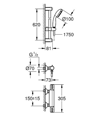Душевая система GROHE Grohtherm 800 34565001 хром