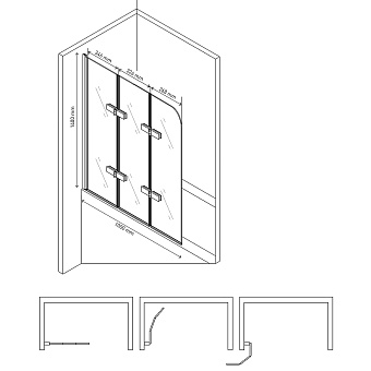 Стеклянная шторка на ванну BERGES CITY 62014 140х100см