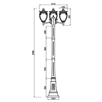 Светильник ландшафтный Maytoni Fleur O414FL-03GB 60Вт IP44 E27 золото/чёрный