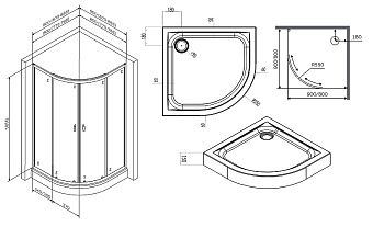 Угловое ограждение AM-PM X-Joy Twin Slide W88G-205-090BT64 180х90см стекло прозрачное