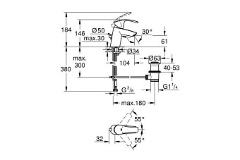 Смеситель для раковины GROHE Eurosmart New 23788002 хром