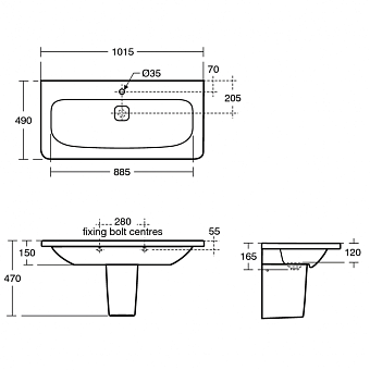 Раковина встраиваемая сверху IDEAL STANDARD TONIC II K087201 101,5х49см