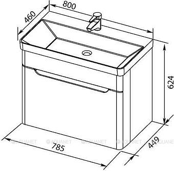 Тумба с раковиной AQUANET София 212587 46х80х62,4см