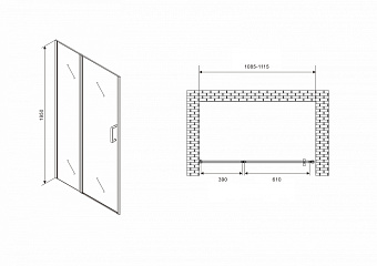 Душевая дверь Abber Sonnenstrand AG04110S 195х110см стекло прозрачное