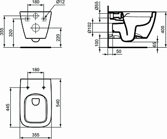 Унитаз подвесной IDEAL STANDARD Ideal Standard i.life B T461401 безободковый с микролифтом