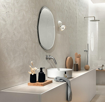 Настенная плитка Atlas Concord Италия 3D Wall A58A Carve Leaf Pearl 40х80см 1,28кв.м. матовая