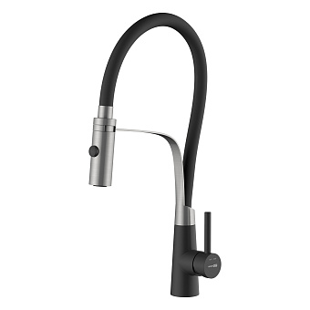 Смеситель для кухни WASSERKRAFT A8417 гибкий излив хром/чёрный