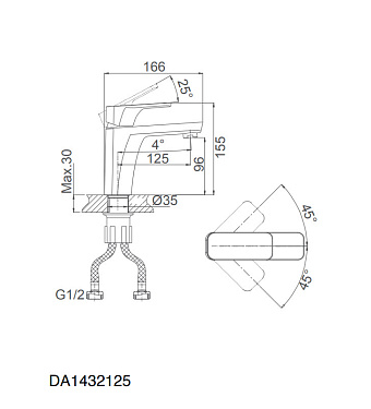 Смеситель для раковины D&K BerlinTechnische DA1432125 матовый/чёрный